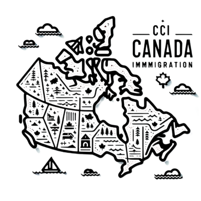 BgSub_DALL·E 2023-10-22 15.21.35 - Illustration on a bright white background, featuring a stylized map of Canada. The map is adorned with subtle landmarks and regions. Positioned promin